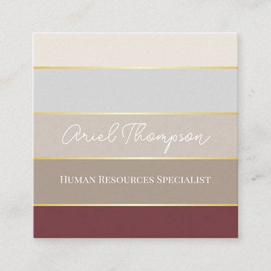 Elegant Color Stripes Personalized Business Card スクエア名刺 (正面)