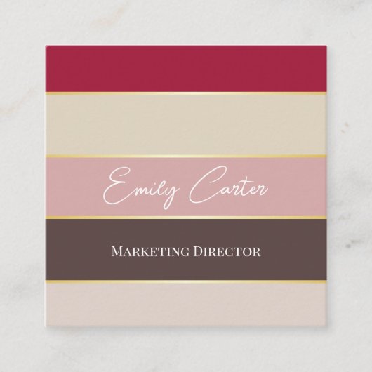 Elegant Color Stripes Personalized Business Card スクエア名刺 (正面)
