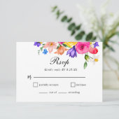 Elegant  Colorful Bold Watercolor Floral wedding 出欠カード (スタンド正面)