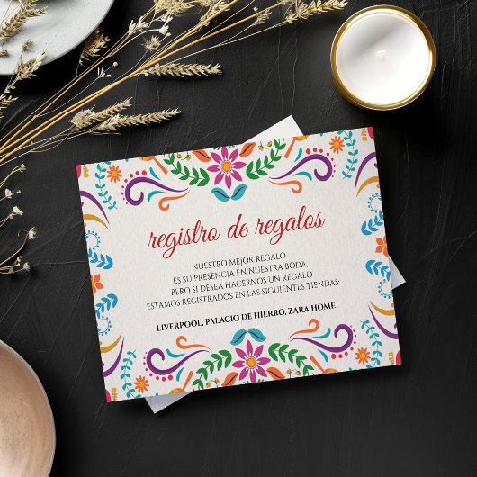 Elegant Colorful Floral Fiesta Spanish Wedding エンクロージャーカード
