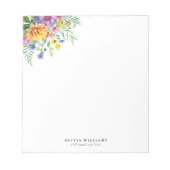 Elegant Colorful Floral Monogram ノートパッド (正面)