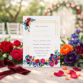 Elegant Colorful Floral Wedding 箔招待状