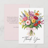 Elegant Colorful Garden Flowers Bouquet Birthday サンキューカード (正面/裏面)