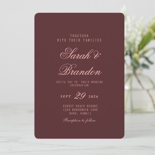 Elegant Colorful Minimal Script Wedding Invitation 招待状