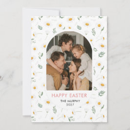 Elegant Colorful Oval Floral Easter Family Photo シーズンカード
