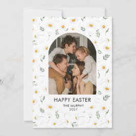 Elegant Colorful Oval Floral Easter Family Photo シーズンカード