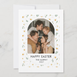 Elegant Colorful Oval Floral Easter Family Photo シーズンカード