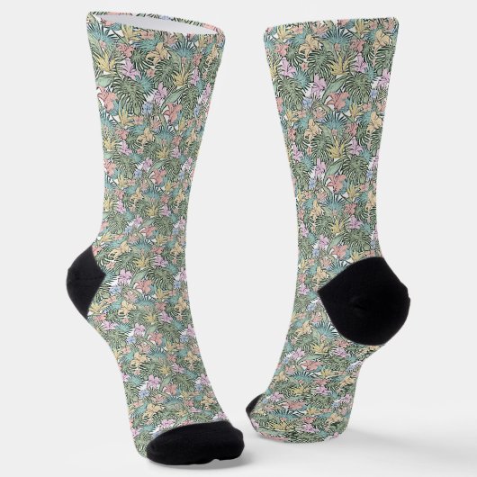 Elegant Colorful Tropical Floral ソックス (傾斜あり)