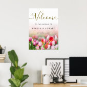 Elegant Colorful Tulip Florals Wedding Welcome ポスター (ホームオフィス)