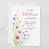 Elegant Colorful Wildflower 1st Birthday Party 招待状 (正面)