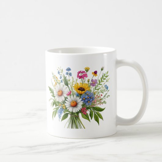 Elegant Colorful Wildflower Bouquet  コーヒーマグカップ (右)