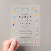 Elegant Colorful Wildflower Meadow Wedding アクリル招待状 (インサイチュ (ポータブル))