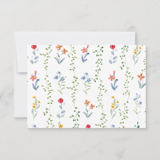 Elegant Colorful Wildflower Meadow Wedding 出欠カード (裏面)