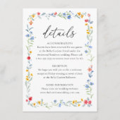 Elegant Colorful Wildflower Meadow Wedding Details エンクロージャーカード (正面)