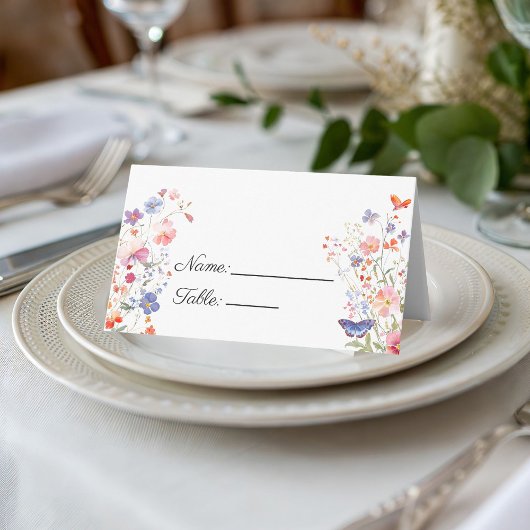 Elegant Colorful Wildflower Name Place Card プレイスカード