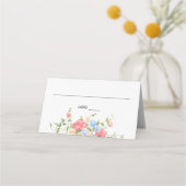 Elegant Colorful Wildflower Wedding  プレイスカード (正面)