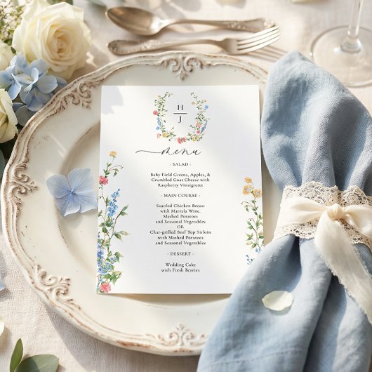 Elegant Colorful Wildflower Wedding メニュー