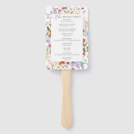 Elegant Colorful Wildflower Wedding Program ハンドファン (裏面)