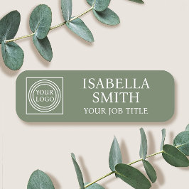 Elegant Company Logo Staff Name Tag Badges Green 名札