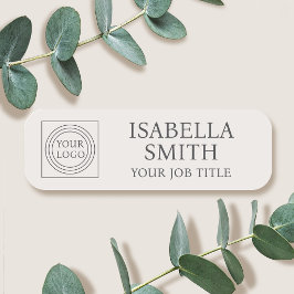 Elegant Company Logo Staff Name Tag Off-White 名札