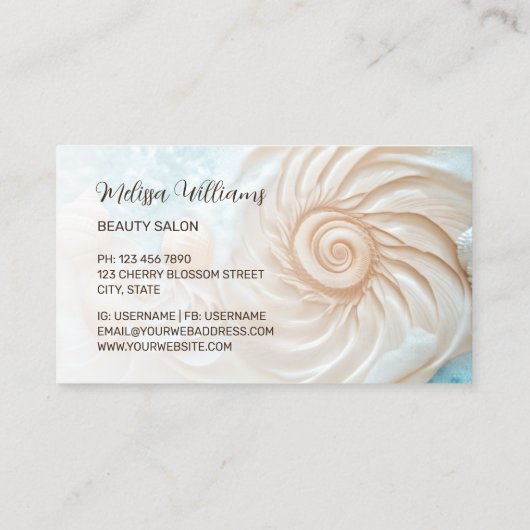 Elegant Conch Coastal 名刺 (裏面)