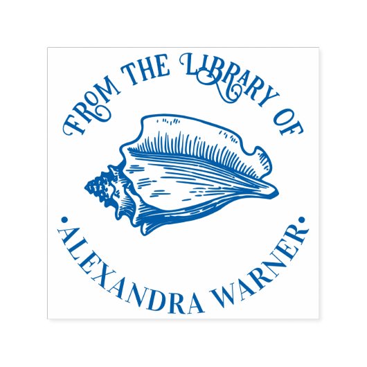 Elegant Conch Shell #2 Beachy Round Library Book セルフインキングスタンプ (デザイン)