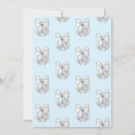 Elegant Confetti White Bow Light Blue Sweet 16 招待状 (裏面)