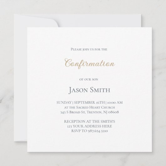 elegant Confirmation  Invitation 招待状 (裏面)