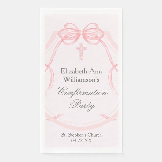Elegant Confirmation Party Pink Bow Ribbon Custom (正面)