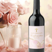 Elegant Confirmation Party Pink Gold Personalized ワインラベル