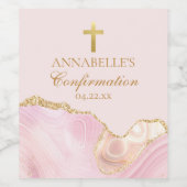 Elegant Confirmation Party Pink Gold Personalized ワインラベル (シングルラベル)