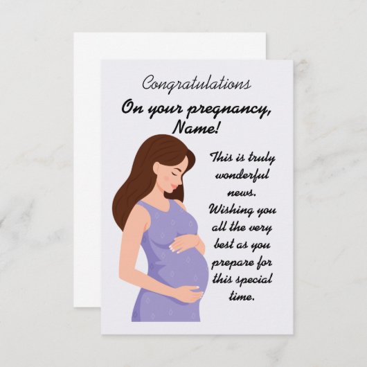 Elegant Congratulations for pregnancy Card (正面/裏面)