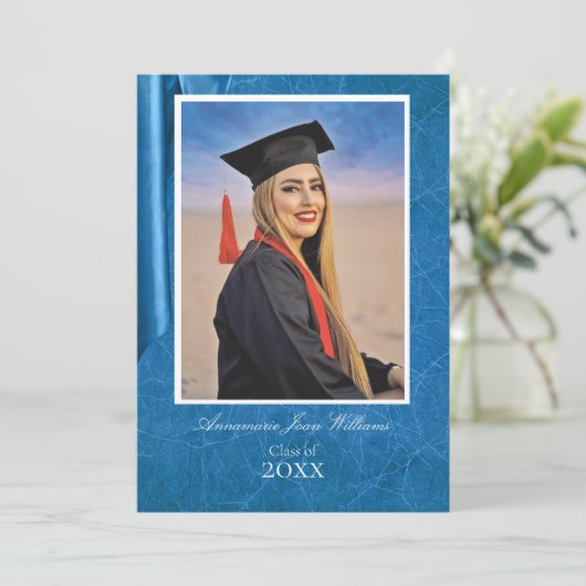 Elegant Contemporary Blue Graduation Card 案内状 (スタンド正面)