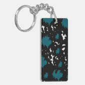 Elegant Contrast – Teal & Black Abstract Keychain キーホルダー (正面左)