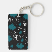 Elegant Contrast – Teal & Black Abstract Keychain キーホルダー (裏面)