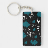 Elegant Contrast – Teal & Black Abstract Keychain キーホルダー (正面)