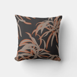 Elegant Copper and Black Tropical Leaf Throw Pillo クッション