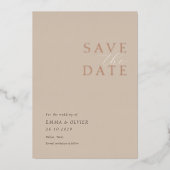 Elegant Copper Desert Sand  Photo Collage Wedding 箔シーズンカード (正面)