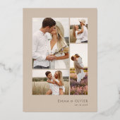 Elegant Copper Desert Sand  Photo Collage Wedding 箔シーズンカード (裏面)
