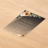 Elegant Copper & Earthy Black Gradient Wedding アクリル招待状 (レイダウン)