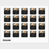 Elegant Copper & Earthy Black Wedding スクエアシール (シート)