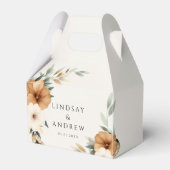 Elegant Copper Earthy Botanical Beige Wedding フェイバーボックス (正面サイド)