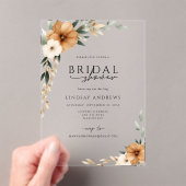 Elegant Copper & Earthy Botanical Bridal Shower アクリル招待状 (インサイチュ (ポータブル))