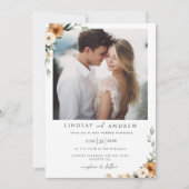 Elegant Copper & Earthy Botanical Photo 招待状 (正面)