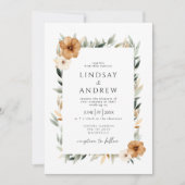 Elegant Copper & Earthy Botanical Photo Wedding 招待状 (正面)