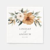 Elegant Copper & Earthy Botanical Wedding スタンダードカクテルナプキン (正面)