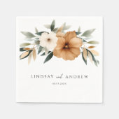 Elegant Copper & Earthy Botanical Wedding スタンダードカクテルナプキン (正面)