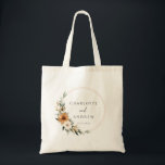 Elegant Copper & Earthy Botanical Wedding  トートバッグ<br><div class="desc">Elegant Copper & Earthy Botanical Wedding Tote Bag with your names & date. Immerse yourselves in natural elegance with our Copper & Earthy Botanical Wedding napkins with your names & date. This sophisticated design captures the warmth and charm of a Boho-inspired wedding, featuring stunning copper and burnt orange florals beautifully...</div>