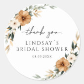 Elegant Copper & Earthy White Bridal Shower ラウンドシール (正面)