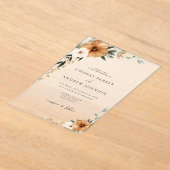 Elegant Copper & Earthy White Wedding アクリル招待状 (レイダウン)